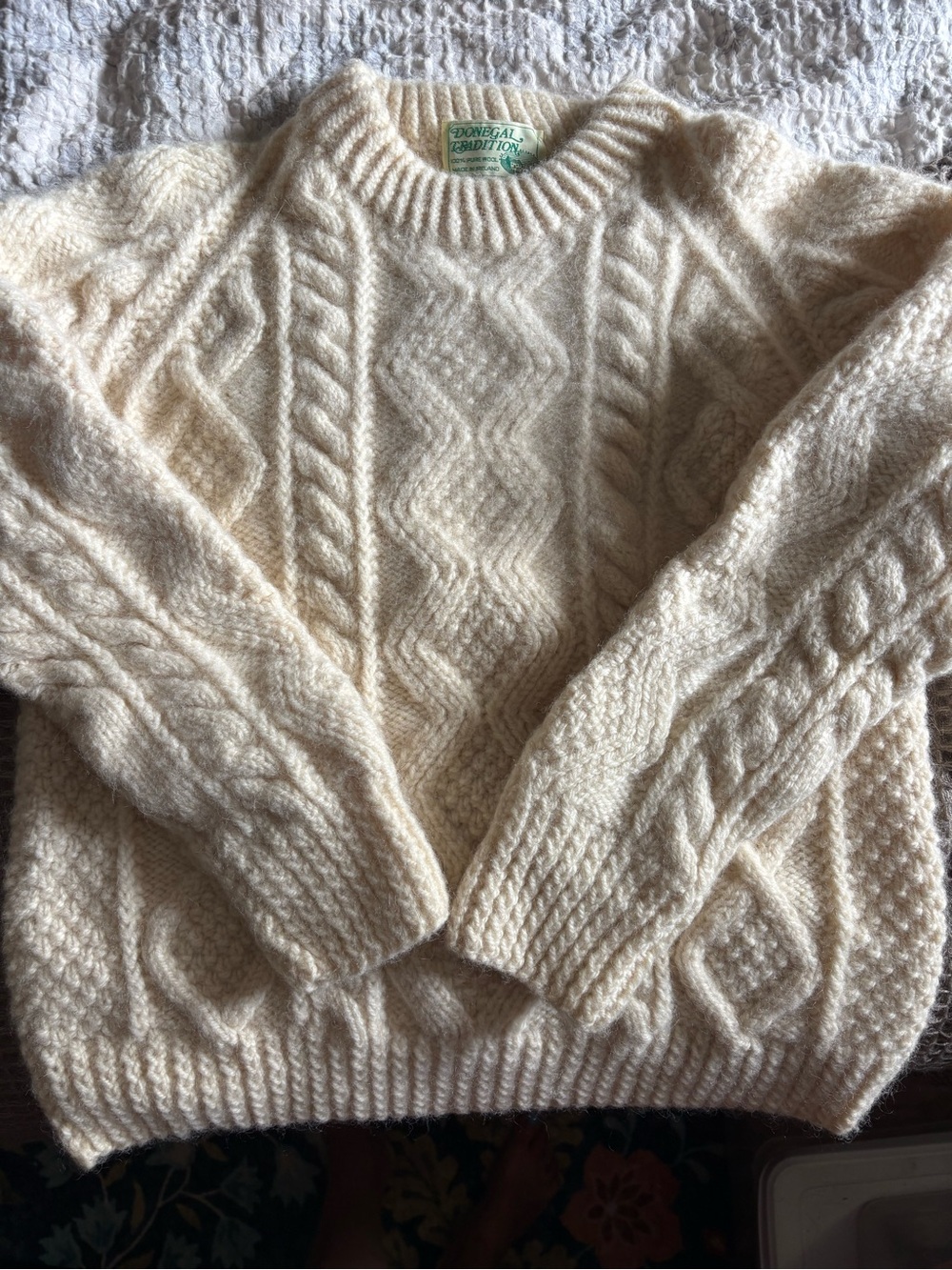 Kids Cream Cable Knit Sweater by
